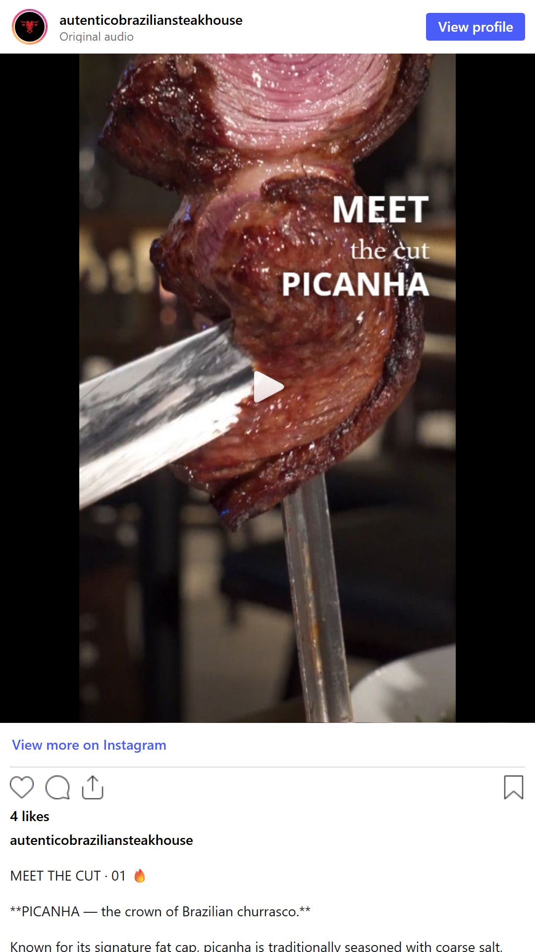Instagram reel — Meet the Cut 01: Picanha